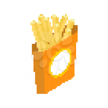 French fries pixel art. Fast food pixelated. Fastfood isolated