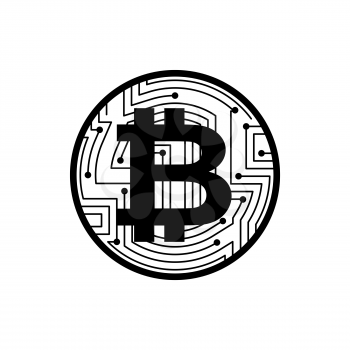 Bitcoin coin isolated. Crypto currency symbol. Virtual money sign. Vector illustration
