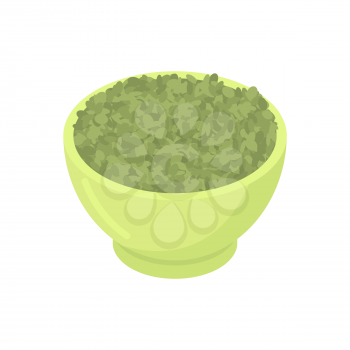 Bowl of Green Lentil gruel isolated. Healthy food for breakfast. Vector illustration