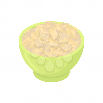Bowl of Brown rice cereal isolated. Healthy food for breakfast. Vector illustration