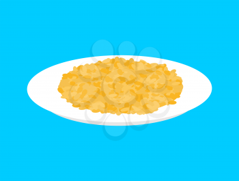 Bulgur cereal in plate isolated. Healthy food for breakfast. Vector illustration
