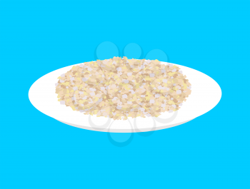 Barley cereal in plate isolated. Healthy food for breakfast. Vector illustration
