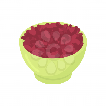 Bowl of red bean cereal isolated. Healthy food for breakfast. Vector illustration