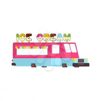 ice cream car food truck. Fast food car. Vector illustration
