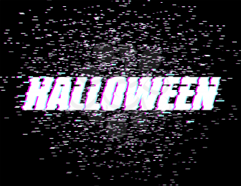 Halloween glitch effect. TV interference. Distorted style font
