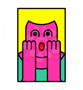Oh my god woman pop art style. OMG girl in fear. exclamation is shocked. Surprised with news sticker. Religion woman facial expressions, emotions and feelings

