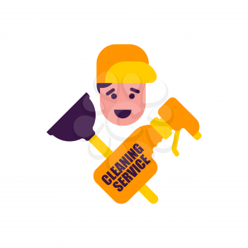 Cleaning service logo. rubber plunger and cleaning agent. cleanup emblem
