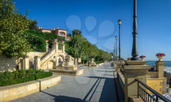 Odessa, Ukraine - 09.18.2018. Golden Beach Promenade in Odessa Ukraine in a sunny summer day. Great place to relax for tourists and citizens