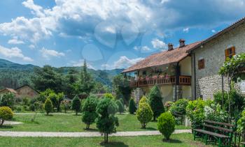 Kolasin, Montenegro - 07.16.2018.  Orthodox monastery Moraca. One of the most popular places to visit tourists  in Montenegro.