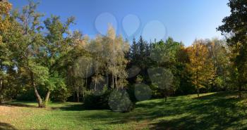 Beautiful autumn trees in Sofiyivka park in the city of Uman, Ukraine