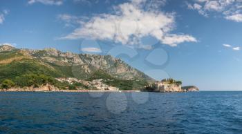 Sveti Stefan island in Montenegro, luxury hotel on the Adriatic sea