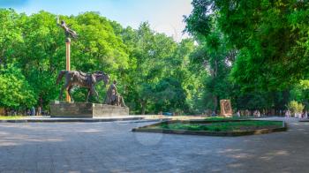 Odessa, Ukraine - 05.24.2019. Monument to Ataman Anton Golovaty in Odessa, on a sunny day