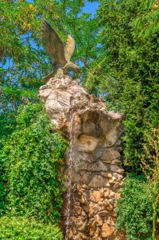 Ravadinovo, Bulgaria – 07.11.2019.  Garden sculpture in the castle of Ravadinovo, Bulgaria, on a sunny summer day