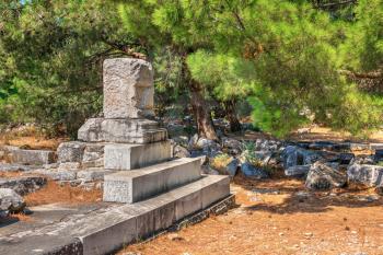 Ruins of the Ancient greek city of Priene in Turkey on a sunny summer day