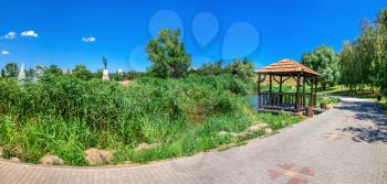Zaporozhye, Ukraine 07.21.2020. Voznesenovsky park in Zaporozhye, Ukraine, on a sunny summer morning