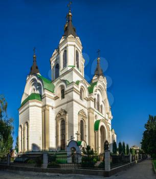 Zaporozhye, Ukraine 07.21.2020. Holy Protection Cathedral in Zaporozhye, Ukraine, on a sunny summer morning
