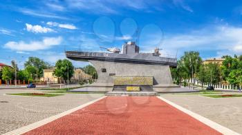 Izmail, Ukraine 06.07.2020. City Monument to Danube Sailors in the city of Izmail, Ukraine, on a sunny summer day