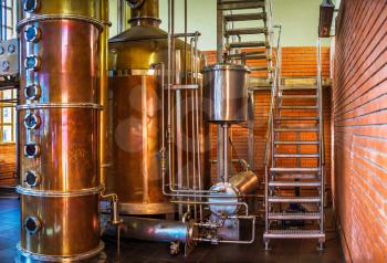 Shabo, Ukraine 09.29.2019. Modern equipment for the production of cognac in the Shabo winery, Odessa region, Ukraine