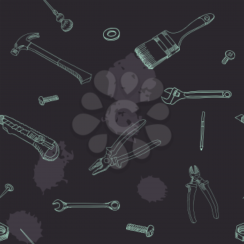 Doodle style mechanic, carpenter or handyman tool background - seamless pattern ready to be tiled in vector format.