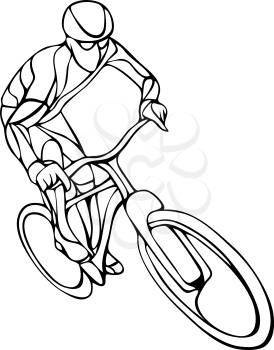 Abstract creative silhouette of bicyclist. Black cyclist wave style logo. Vector illustration of bike, eps 8
