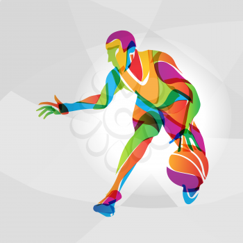 Abstract multicolor illustration of basketball player, vector eps