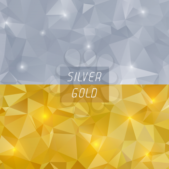 Abstract silver and gold polygonal triangular geometric background. Vector eps8