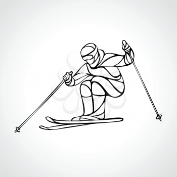 Ski downhill. Creative silhouette of the skier. Giant Slalom Ski Racer. Vector illustration