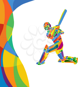 Young Cricketer Is Batsman Colorful Vector Art. Eps 10