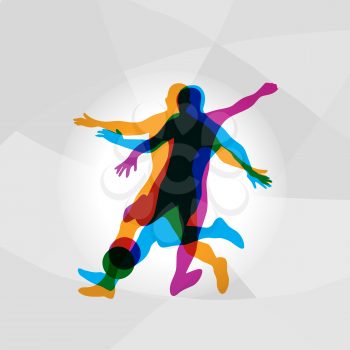 Football Players Color Collection in various Poses. Soccer players modern logo.