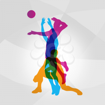 Vector modern logo volleyball. Setter, attacker volleyball player
