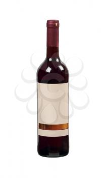 Red wine bottle isolated on white background