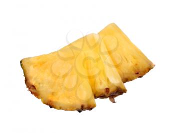 Fresh ripe pineapple slices isolated on white background