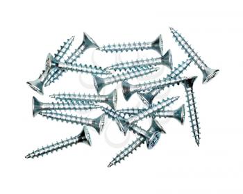 A heap of screws isolated on white background