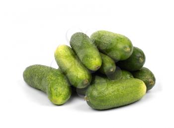 Heap of cucumbers isolated on white background