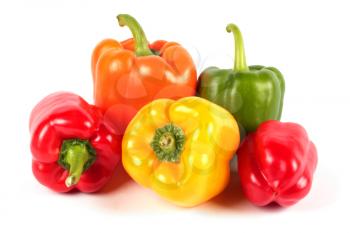 Fresh  sweet peppers isolated on white background