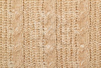Fabric beige knit woolen material with lurex