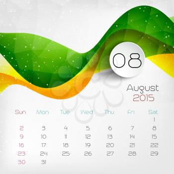 2015 color Calendar. August. Vector illustration.  EPS 10