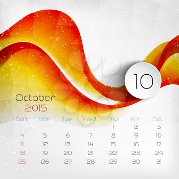 2015 color  Calendar. October. Vector illustration.  EPS 10