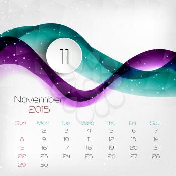 2015 color  Calendar. November. Vector illustration.  EPS 10