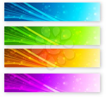 Vector Set of color banner with shiny lines