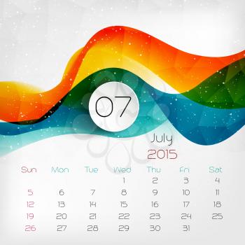 2015 color  Calendar. July. Vector illustration.  EPS 10