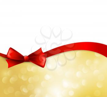 Vector christmas background with ribbon and bow
