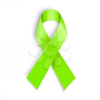Lime Awareness Ribbon in white background. Vector illustration
