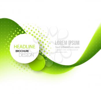 Vector Abstract green curved lines background. Template brochure design