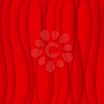 Seamless Wave Pattern. Curved Shapes Background. Regular red wave Texture