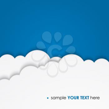 Vector abstract background composed of white paper clouds over blue. Eps10.