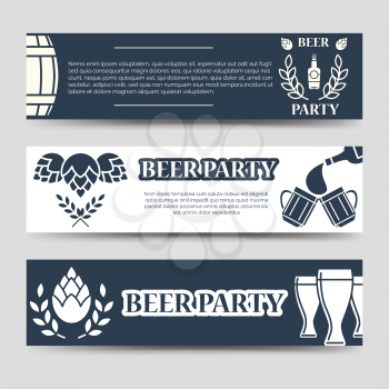 Web banners template set. Beer party vector elements