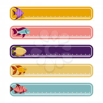 Colorful banners with scales set with fishes vector