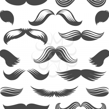 Vintage moustaches seamless pattern. Black and white moustaches seamless background. Vector illustration