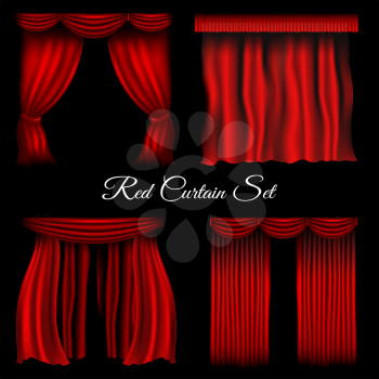 Vector red various curtains on transparent background